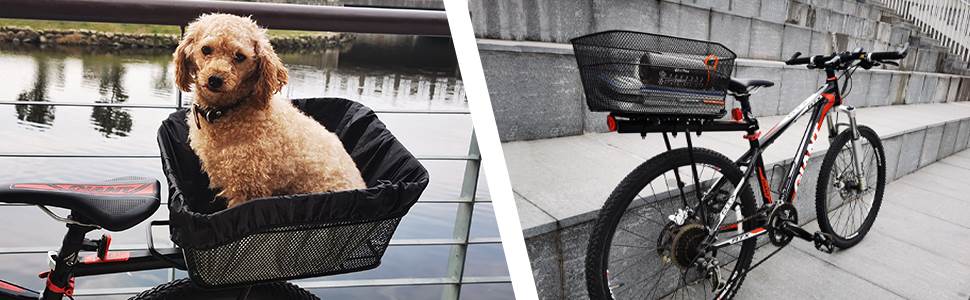 RAYMACE Rear Bike Basket with Waterproof Cover,Bicycle Cargo Rack Storage Basket Mount for Back Under Seat